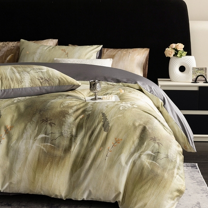 91家纺网 家纺一手货源 找家纺 立奥被业 2024新款60*60数码印花四件套全棉四件套 漠然灰