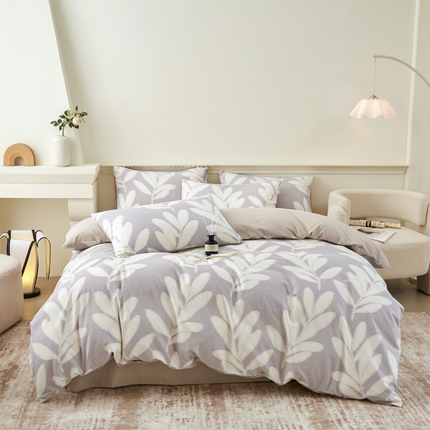 柠馨 2024新款基础款全棉磨毛纯色四件套 亦初