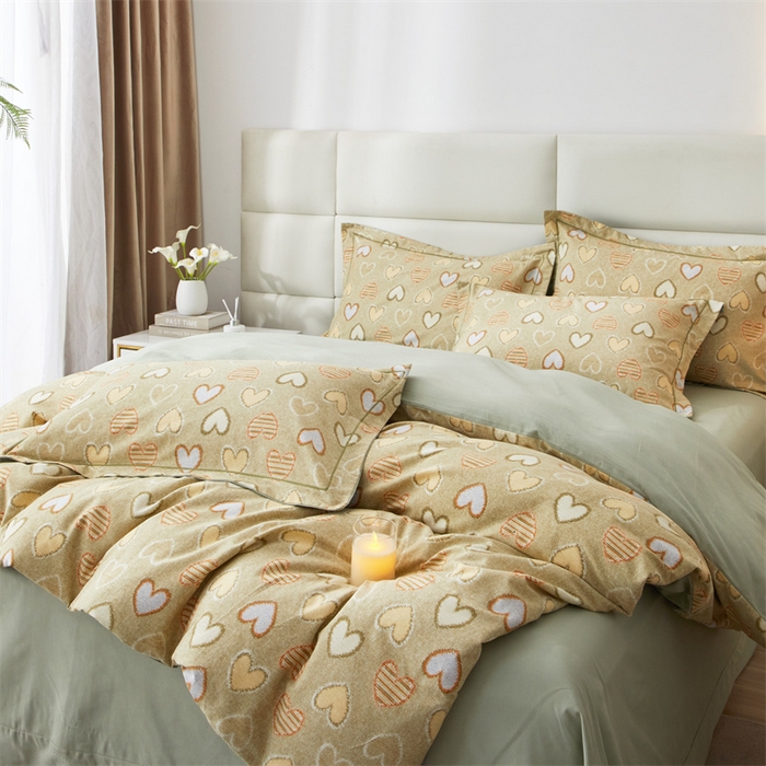 91家纺网 家纺一手货源 找家纺 曼秀琳 2024新款全棉超柔生态磨毛四件套（32*21支） 怦然心动-绿