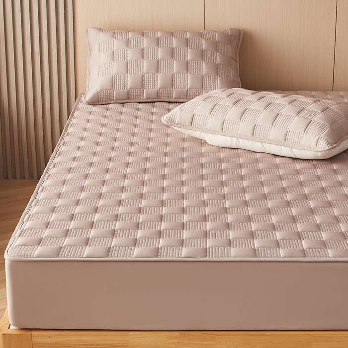 91家纺网 家纺一手货源 找家纺 卡派 2024新款布拉格水洗棉夹棉加厚床笠大床 布拉格-卡其