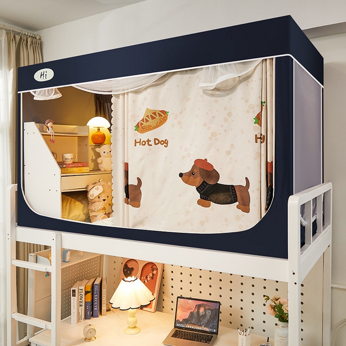 91家纺网 家纺一手货源 找家纺 安金蚊帐 2024新款99%强遮光逐梦空间宿舍上下铺蚊帐 腊肠狗