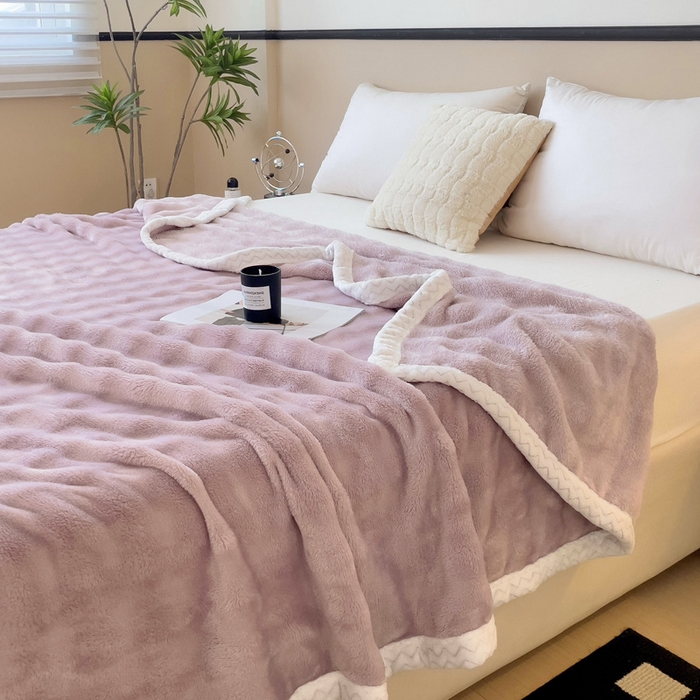 91家纺网 家纺一手货源 找家纺 佳居缘 2024新款亲肤舒适纯色兔毛绒毯毛毯毯子 熏依紫