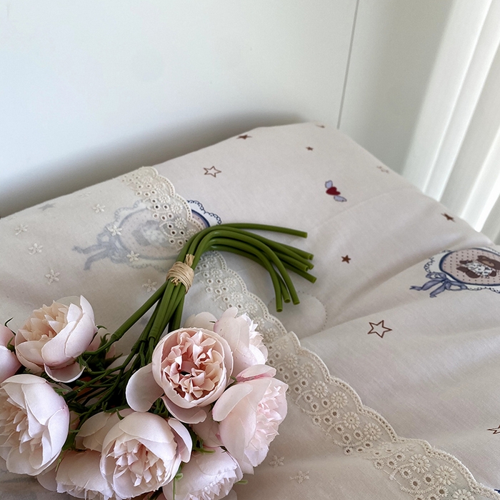 91家纺网 家纺一手货源 找家纺 2024新款秋冬季棉加豆豆绒法式花边款豆豆被被芯 星星熊