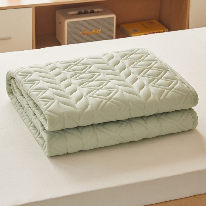 91家纺网 家纺一手货源 找家纺 卡派 2024新款水洗棉羊毛床褥（富贵竹）单人床 富贵竹-果绿