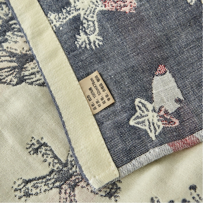 91家纺网 家纺一手货源 找家纺 2024新款素雅系列全棉系列四层纱布枕巾52*78cm一对 海洋贝贝-灰