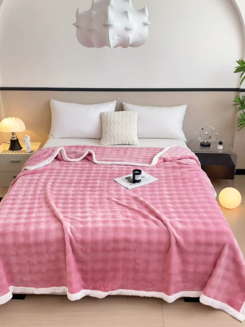 91家纺网 家纺一手货源 找家纺 佳居缘 2024新款亲肤舒适纯色兔毛绒毯毛毯毯子 贵族粉