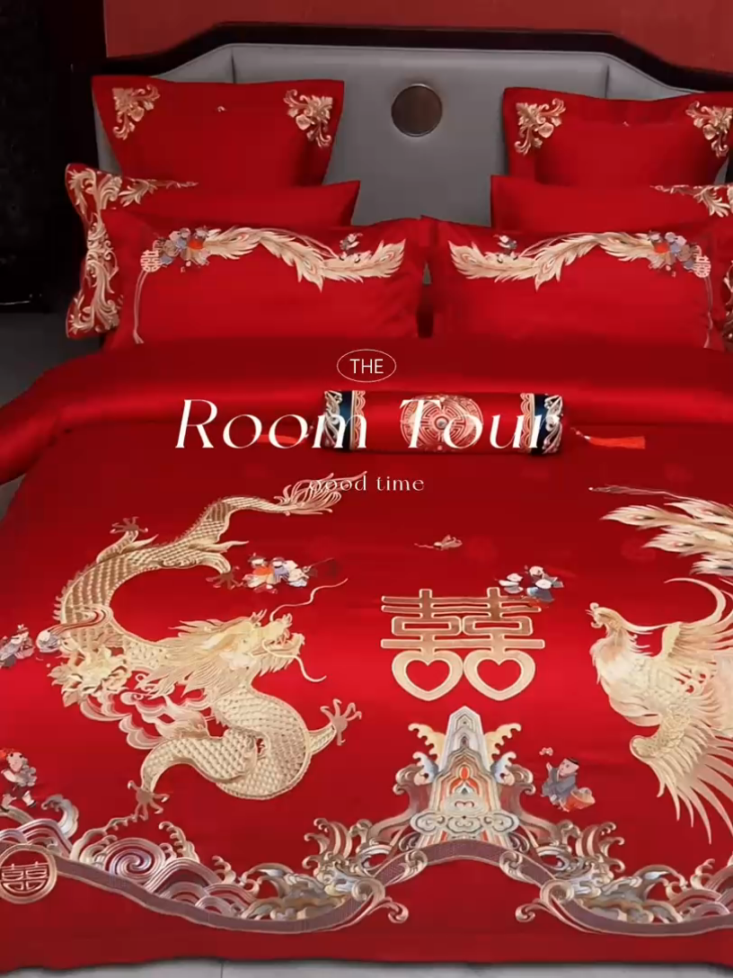 91家纺网 家纺一手货源 找家纺 宏羽纺家纺 2024新款高支高密纯棉提花婚庆套件系列（控价680）盛世祥瑞