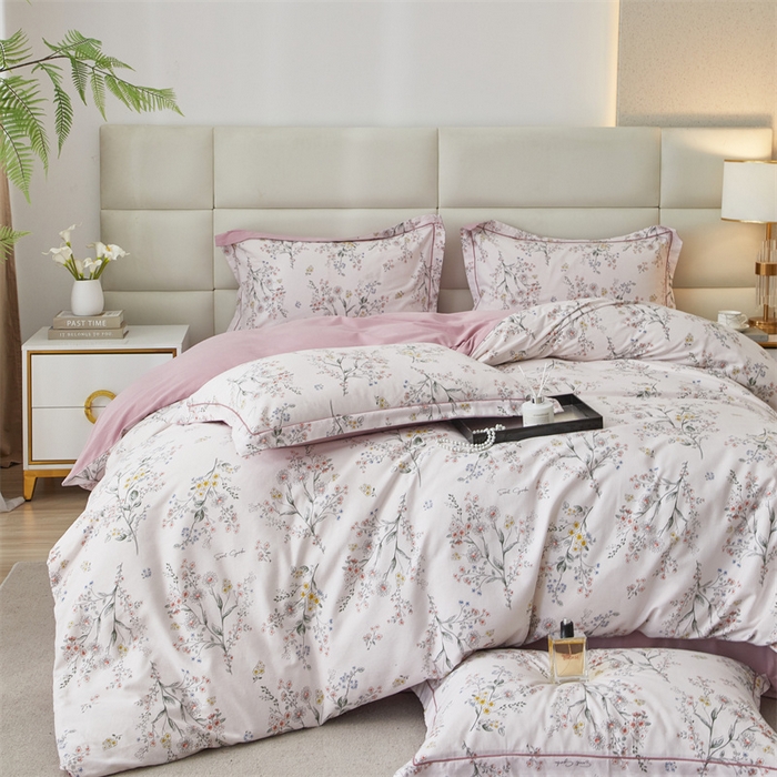 91家纺网 家纺一手货源 找家纺 曼秀琳 2024新款全棉超柔生态磨毛四件套（32*21支） 静香-粉