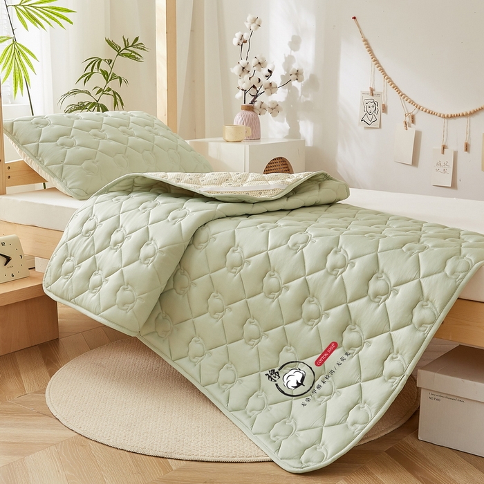 91家纺网 家纺一手货源 找家纺 卡派 2024新款水洗棉100%新疆棉花床褥款单人床 棉花-果绿