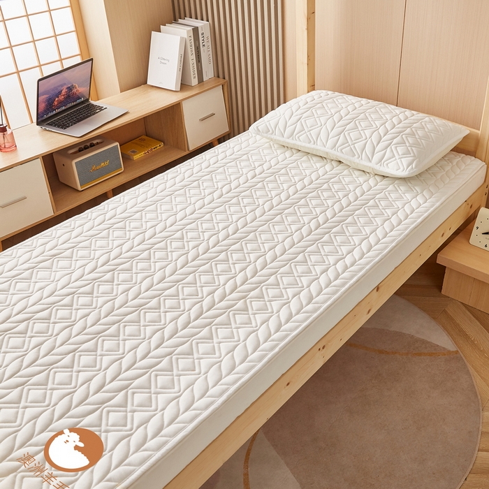 91家纺网 家纺一手货源 找家纺 卡派 2024新款水洗棉羊毛床褥（富贵竹）单人床 富贵竹-白