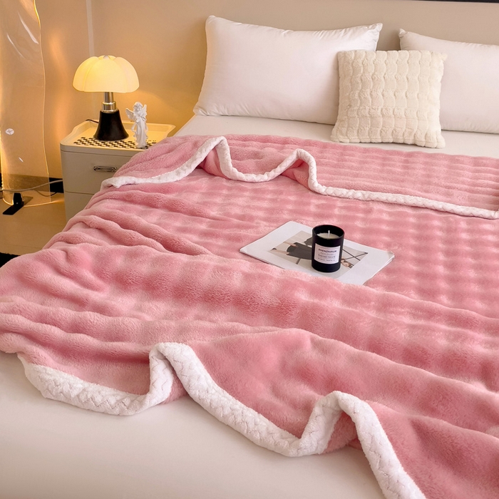 91家纺网 家纺一手货源 找家纺 佳居缘 2024新款亲肤舒适纯色兔毛绒毯毛毯毯子 贵族粉