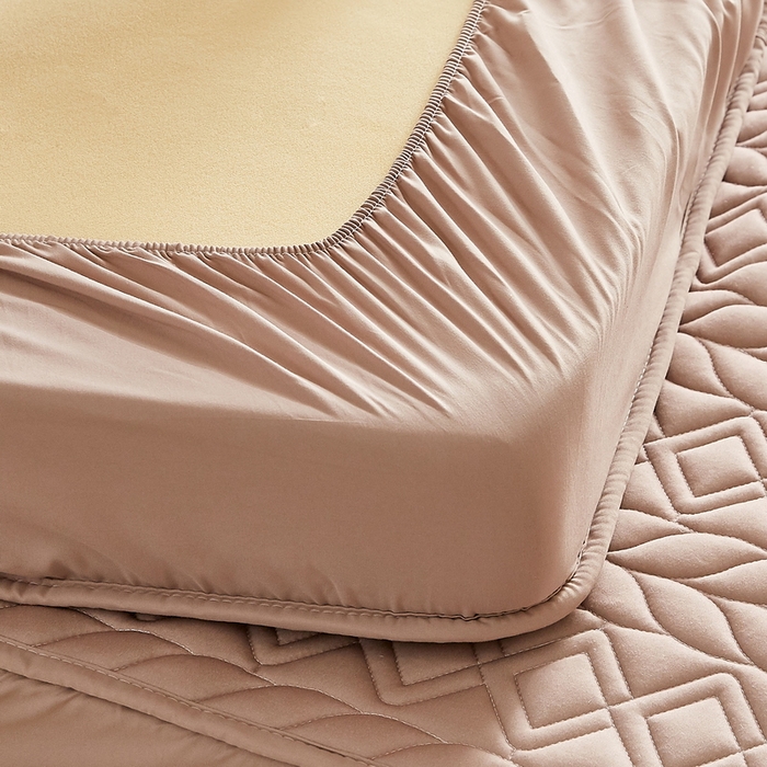 91家纺网 家纺一手货源 找家纺 卡派 2024新款水洗棉羊毛床笠（富贵竹）单人床 富贵竹-卡其