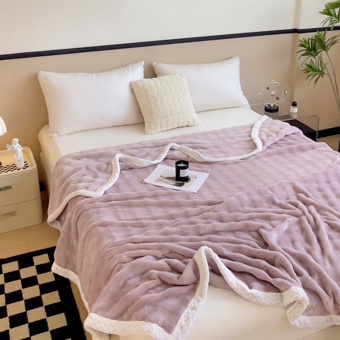 91家纺网 家纺一手货源 找家纺 佳居缘 2024新款亲肤舒适纯色兔毛绒毯毛毯毯子 熏依紫