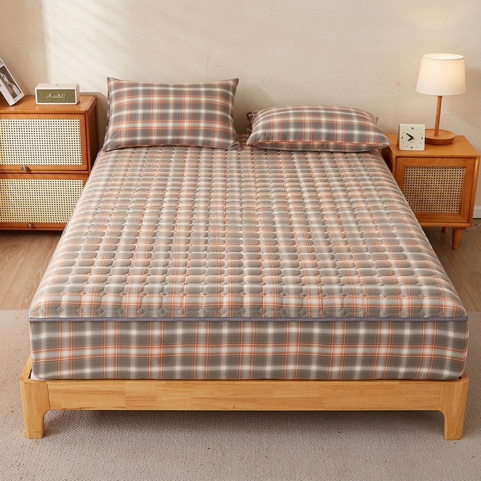 91家纺网 家纺一手货源 找家纺 卡派 2024新款色织全棉夹棉床笠 诺卡