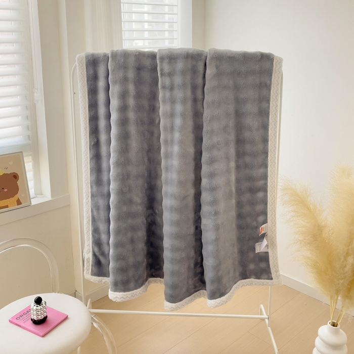 91家纺网 家纺一手货源 找家纺 佳居缘 2024新款亲肤舒适纯色兔毛绒毯毛毯毯子 时尚灰