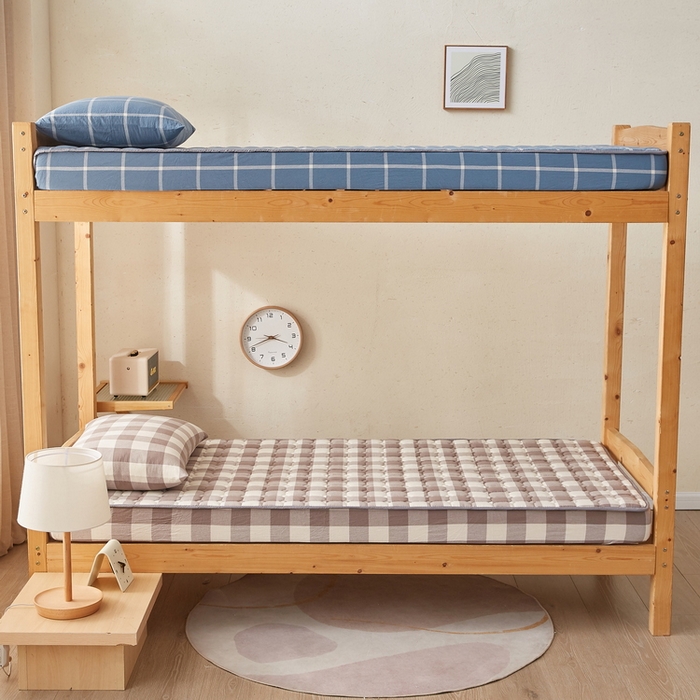 91家纺网 家纺一手货源 找家纺 卡派 2024新款色织全棉夹棉床笠(无印家居风） 大灰格