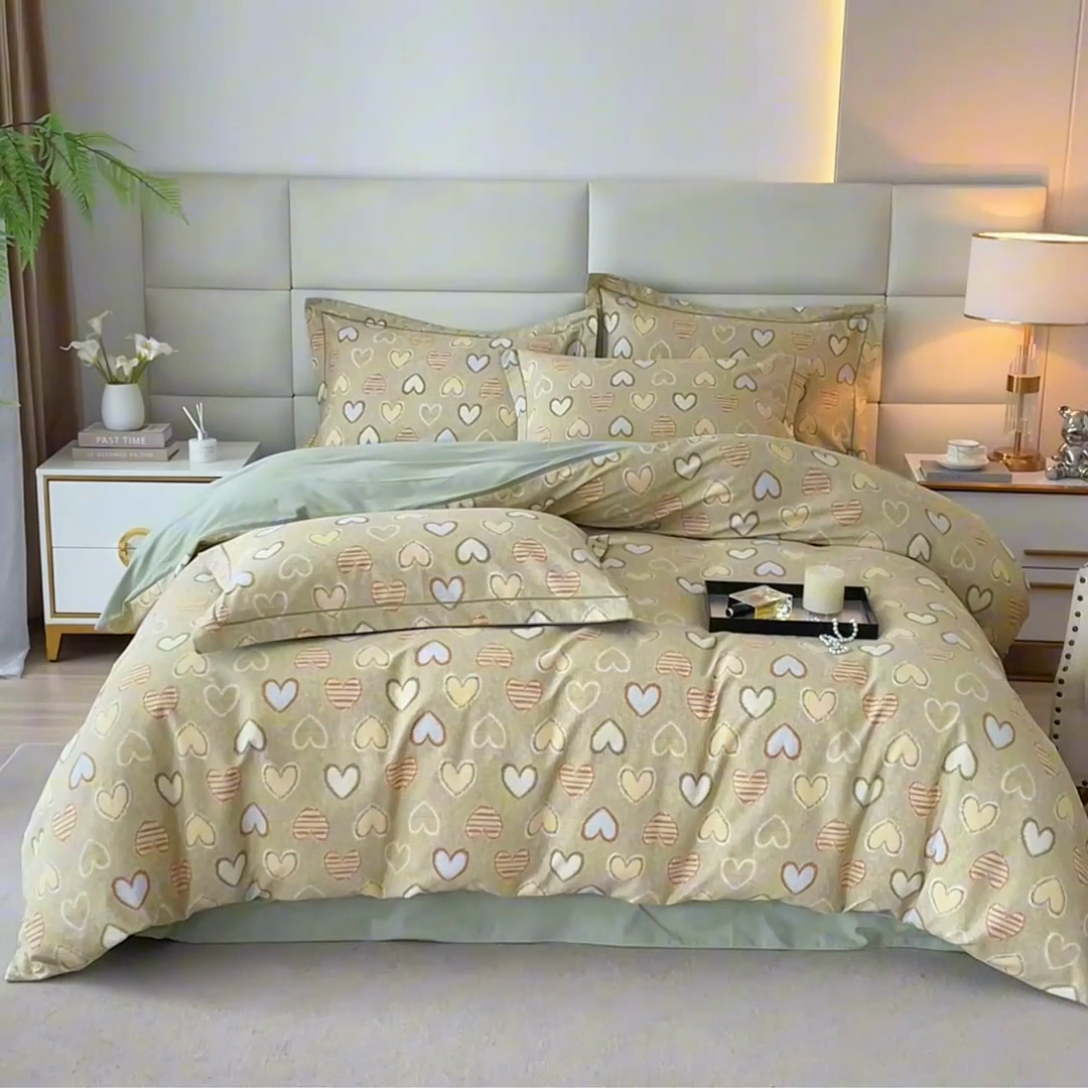 91家纺网 家纺一手货源 找家纺 曼秀琳 2024新款全棉超柔生态磨毛四件套（32*21支） 怦然心动-绿