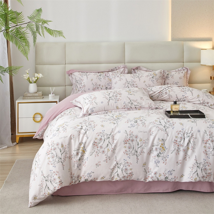 91家纺网 家纺一手货源 找家纺 曼秀琳 2024新款全棉超柔生态磨毛四件套（32*21支） 静香-粉