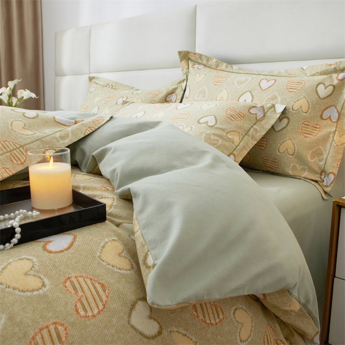 91家纺网 家纺一手货源 找家纺 曼秀琳 2024新款全棉超柔生态磨毛四件套（32*21支） 怦然心动-绿