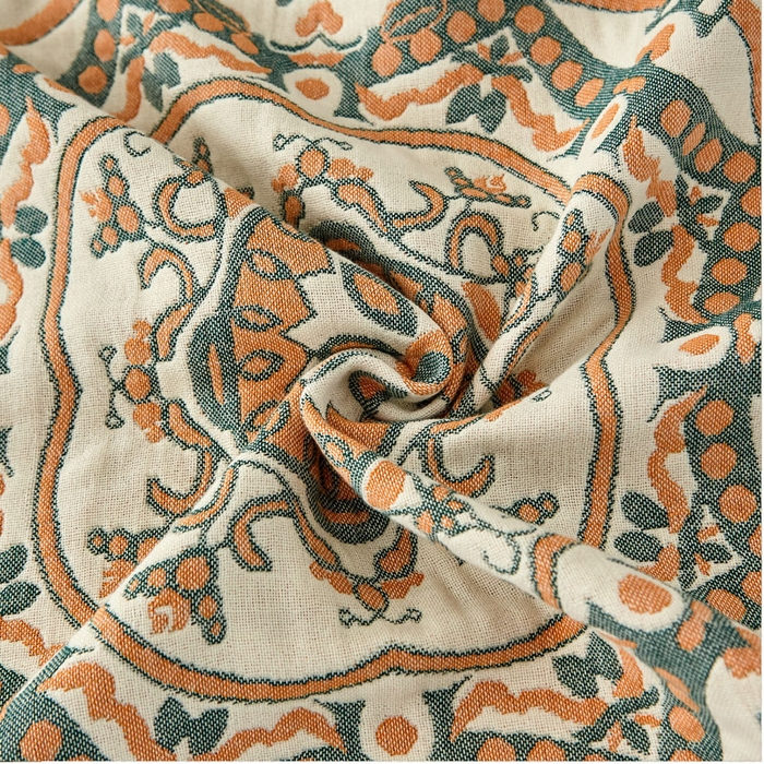 91家纺网 家纺一手货源 找家纺 2024新款素雅系列全棉系列四层纱布枕巾52*78cm一对 恋恋花枝-绿