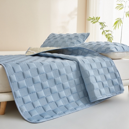 91家纺网 家纺一手货源 找家纺 卡派 2024新款布拉格夹棉床褥大床 布拉格-蓝灰