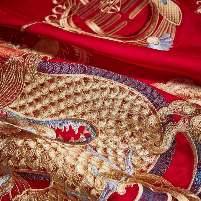 91家纺网 家纺一手货源 找家纺 宏羽纺家纺 2024新款高支高密纯棉提花婚庆套件系列（控价680）锦绣龙凤