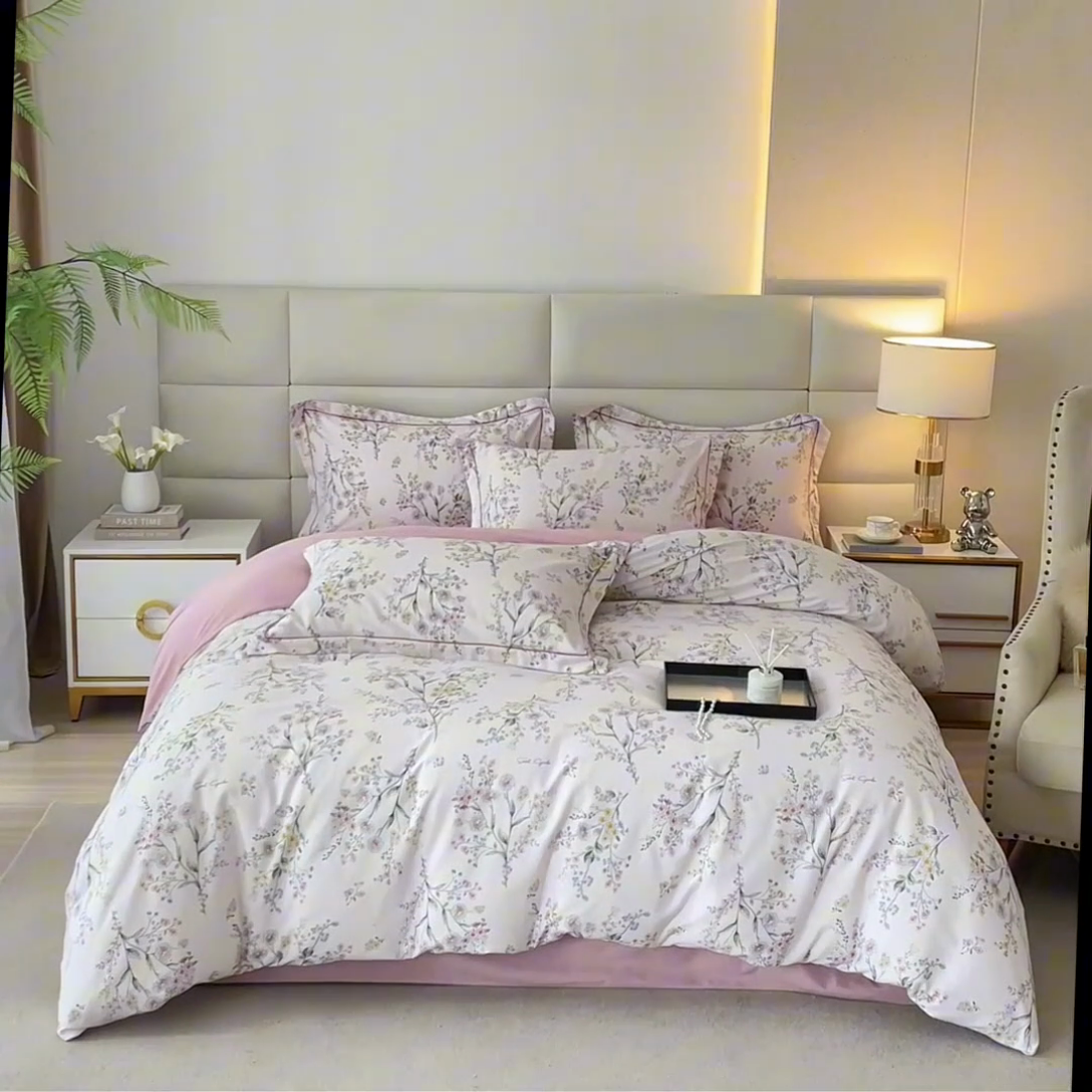 91家纺网 家纺一手货源 找家纺 曼秀琳 2024新款全棉超柔生态磨毛四件套（32*21支） 静香-粉