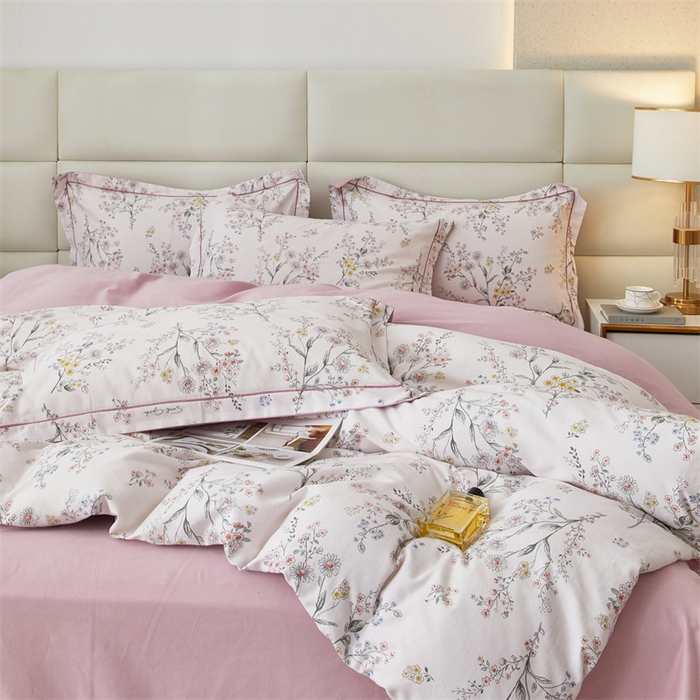 91家纺网 家纺一手货源 找家纺 曼秀琳 2024新款全棉超柔生态磨毛四件套（32*21支） 静香-粉