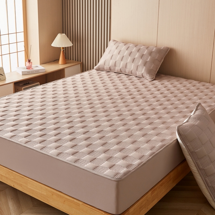 91家纺网 家纺一手货源 找家纺 卡派 2024新款布拉格水洗棉夹棉加厚床笠大床 布拉格-卡其