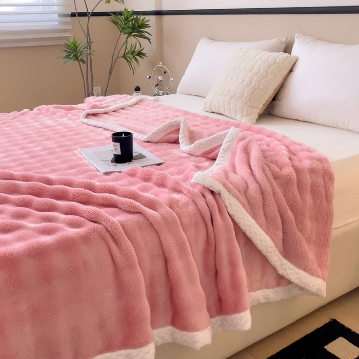 91家纺网 家纺一手货源 找家纺 佳居缘 2024新款亲肤舒适纯色兔毛绒毯毛毯毯子 贵族粉