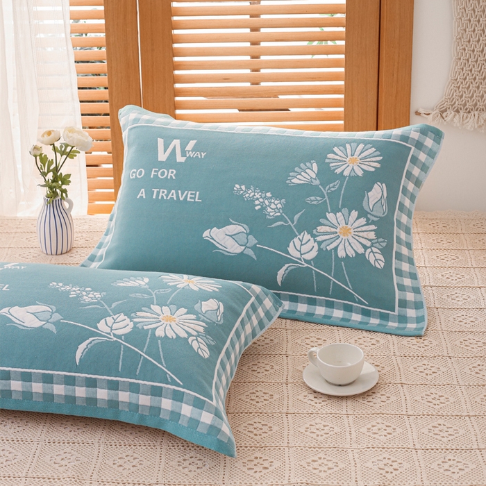 91家纺网 家纺一手货源 找家纺 （总）2024新款全棉加厚三层纱布枕巾52*78cm一对