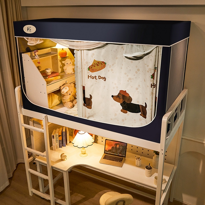 91家纺网 家纺一手货源 找家纺 安金蚊帐 2024新款99%强遮光逐梦空间宿舍上下铺蚊帐 腊肠狗