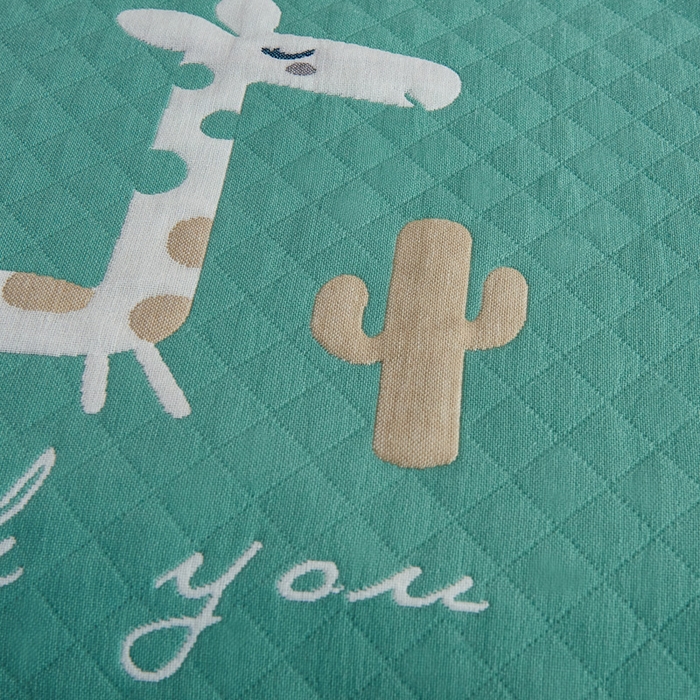 91家纺网 家纺一手货源 找家纺 2024新款全棉加厚三层纱布枕巾52*78cm一对 快乐小鹿绿