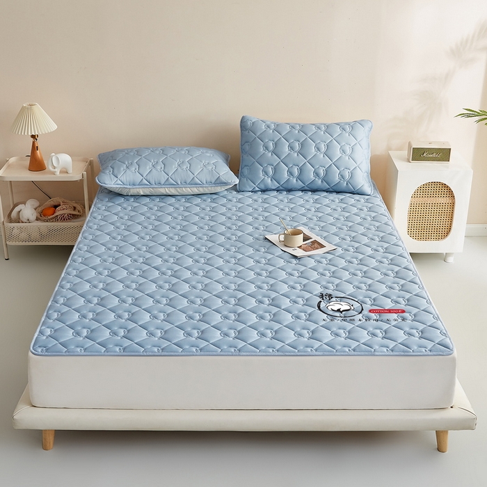 91家纺网 家纺一手货源 找家纺 卡派 2024新款水洗棉100%新疆棉花床褥大床 棉花-蓝灰