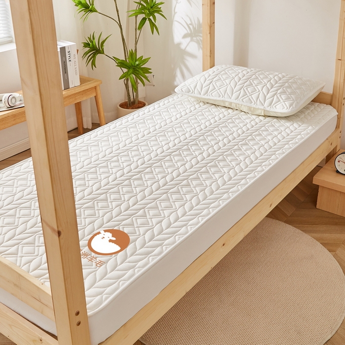 91家纺网 家纺一手货源 找家纺 卡派 2024新款水洗棉羊毛床笠（富贵竹）单人床 富贵竹-白