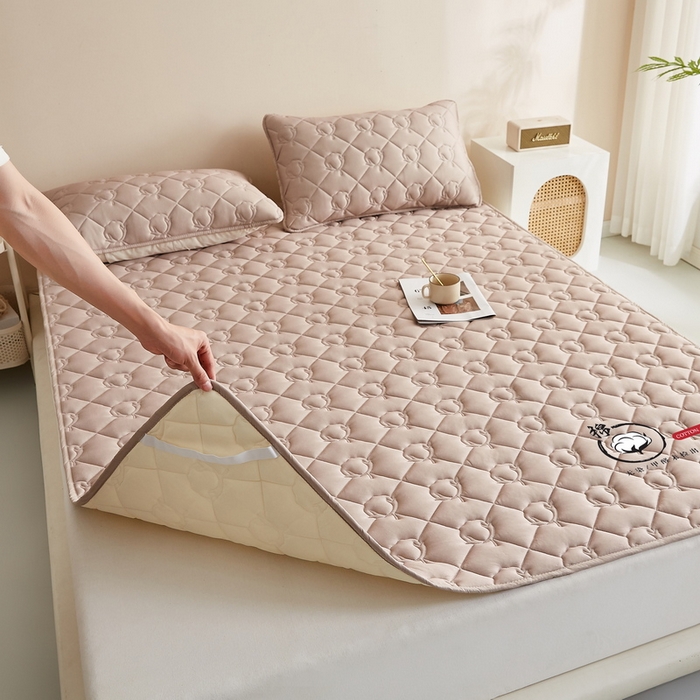 91家纺网 家纺一手货源 找家纺 卡派 2024新款水洗棉100%新疆棉花床褥大床 棉花-卡其