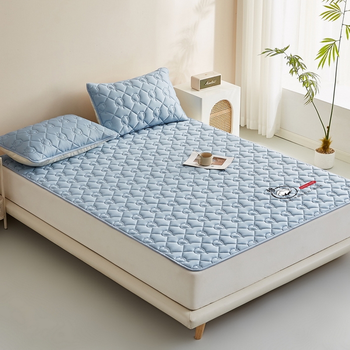 91家纺网 家纺一手货源 找家纺 卡派 2024新款水洗棉100%新疆棉花床褥大床 棉花-蓝灰