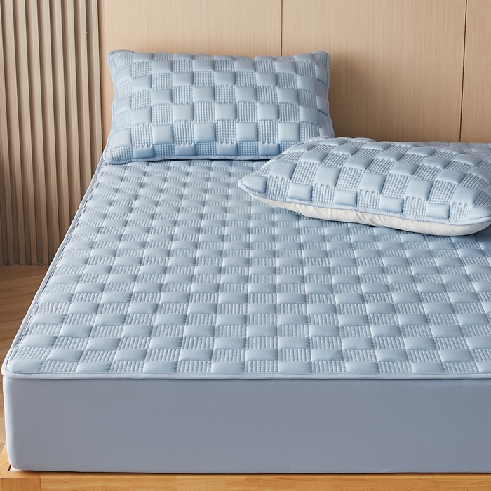 91家纺网 家纺一手货源 找家纺 卡派 2024新款布拉格水洗棉夹棉加厚床笠大床 布拉格-蓝灰