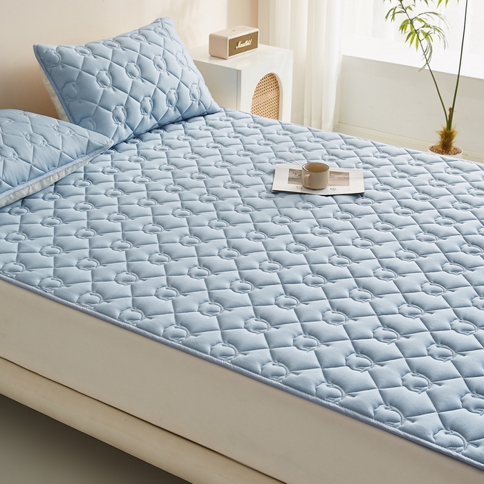 91家纺网 家纺一手货源 找家纺 卡派 2024新款水洗棉100%新疆棉花床褥大床 棉花-蓝灰