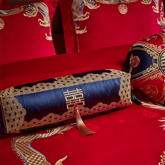 91家纺网 家纺一手货源 找家纺 宏羽纺家纺 2024新款高支高密纯棉提花婚庆套件系列（控价680）锦绣龙凤