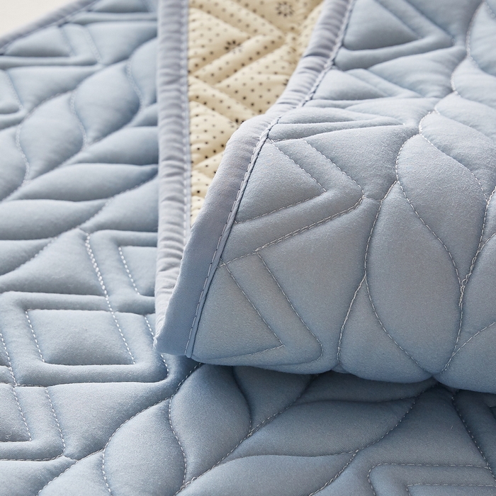 91家纺网 家纺一手货源 找家纺 卡派 2024新款水洗棉羊毛床褥（富贵竹）单人床 富贵竹-蓝灰