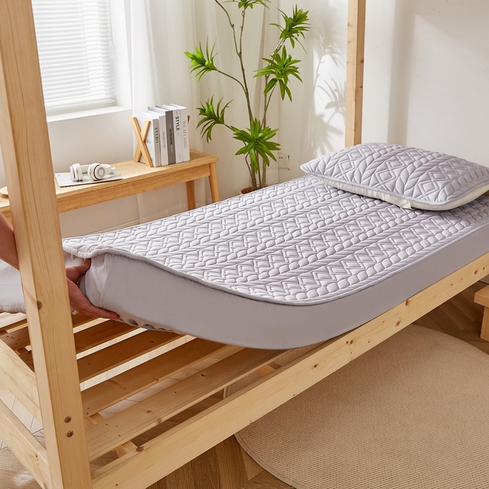 91家纺网 家纺一手货源 找家纺 卡派 2024新款水洗棉羊毛床笠（富贵竹）单人床 富贵竹-灰