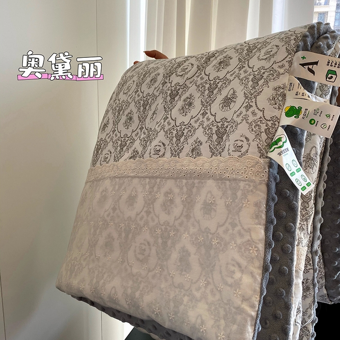 91家纺网 家纺一手货源 找家纺 2025新款秋冬季棉加豆豆绒法式花边款豆豆被被芯 奥黛丽