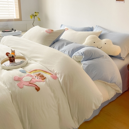 91家纺网 家纺一手货源 找家纺 （总）典曼家纺 2024新款韩版毛巾绣四件套