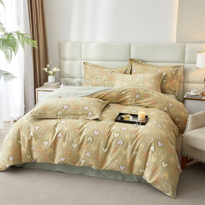 91家纺网 家纺一手货源 找家纺 曼秀琳 2024新款全棉超柔生态磨毛四件套（32*21支） 怦然心动-绿