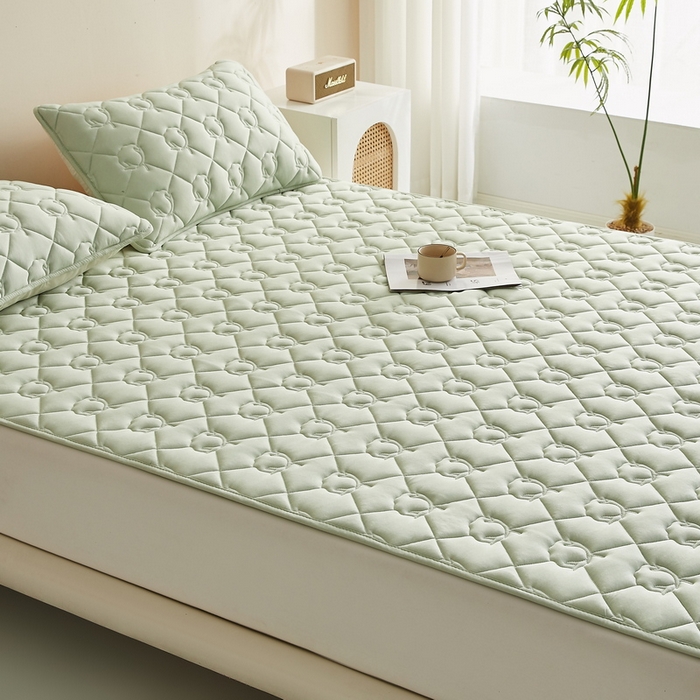 91家纺网 家纺一手货源 找家纺 卡派 2024新款水洗棉100%新疆棉花床褥大床 棉花-果绿