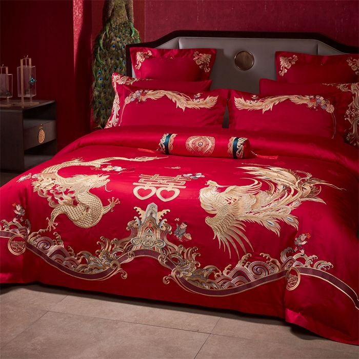 91家纺网 家纺一手货源 找家纺 宏羽纺家纺 2024新款高支高密纯棉提花婚庆套件系列（控价680）盛世祥瑞