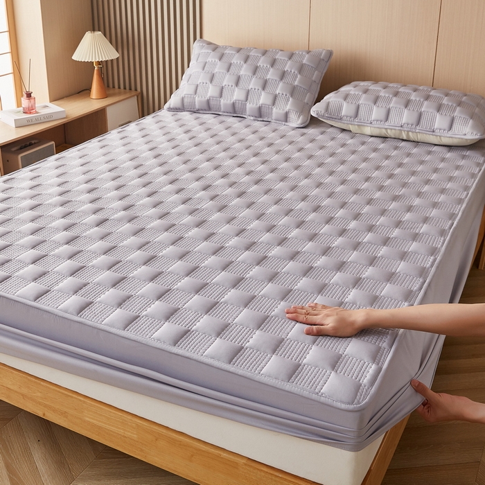 91家纺网 家纺一手货源 找家纺 卡派 2024新款布拉格水洗棉夹棉加厚床笠大床 布拉格-灰