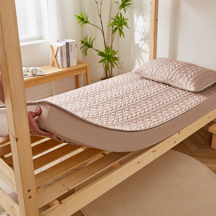 91家纺网 家纺一手货源 找家纺 卡派 2024新款水洗棉羊毛床笠（富贵竹）单人床 富贵竹-卡其