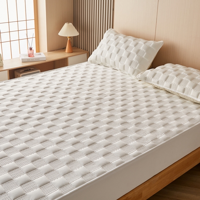 91家纺网 家纺一手货源 找家纺 卡派 2024新款布拉格水洗棉夹棉加厚床笠大床 布拉格-白